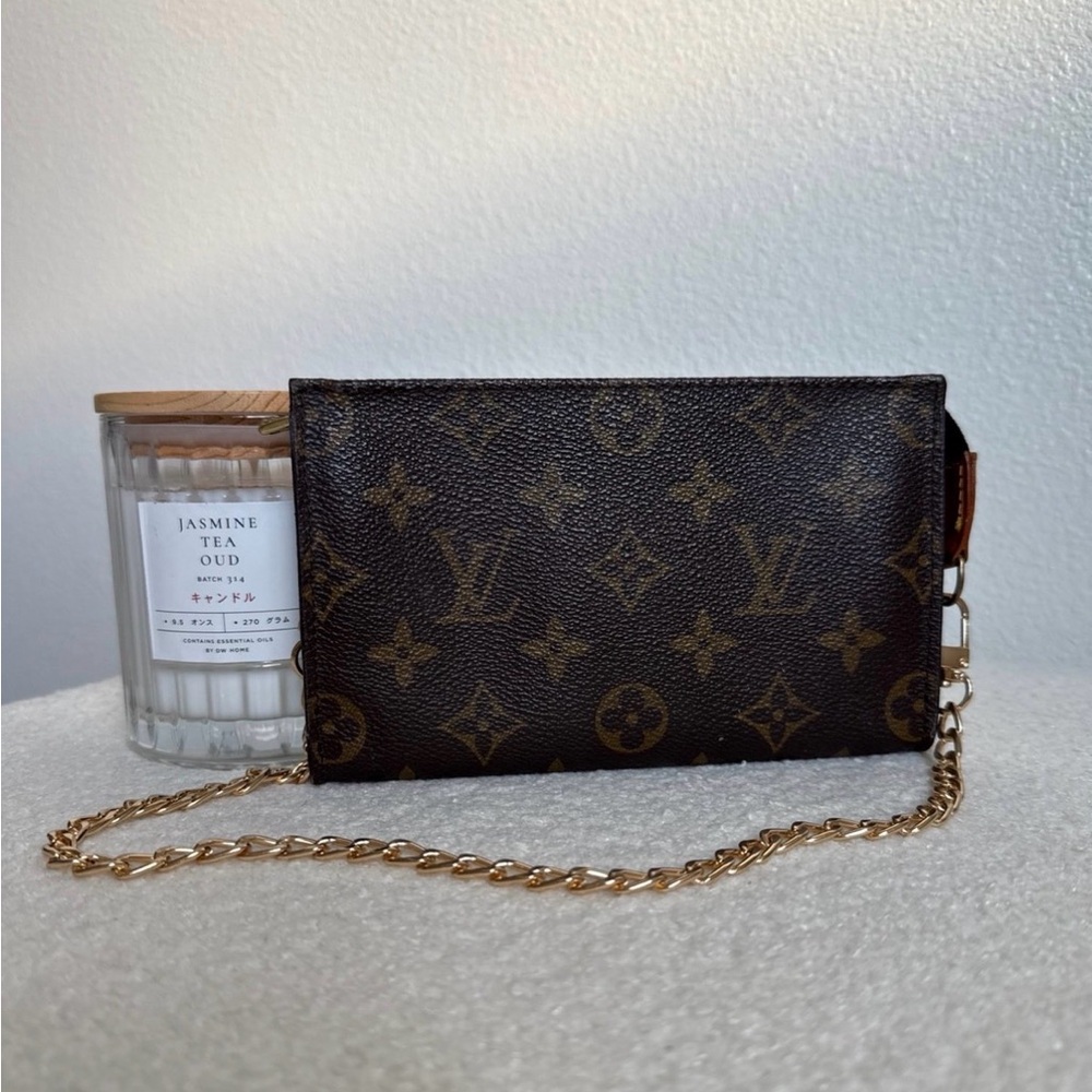 Louis Vuitton Brown Monogram Pouch with Gold Chain